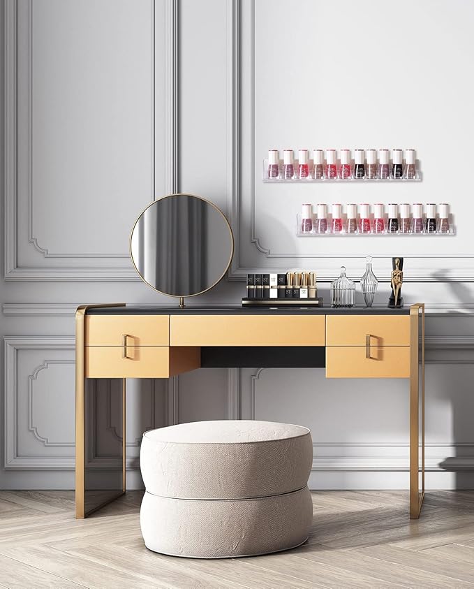 IEEK 4 PCS Floating Invisible Kids Bookshelf Wall Mounted Nail Polish Rack,Clear Acrylic Picture Ledge Vinyl Record Display Shelf Nail Polish Holder with Removable Anti-Slip End Inserts,15 inch