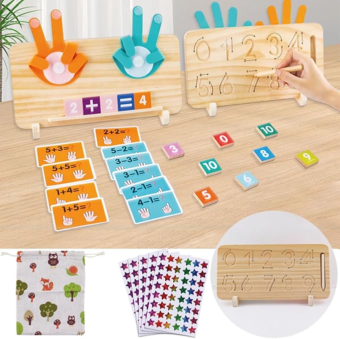 Educational Learning Number Toy for Toddler, Math Manipulatives Number Counting Blocks, Finger Counting Math Toys, Homeschool Supplies for Teaching Early Education Toys, Montessori Toy for Toddler