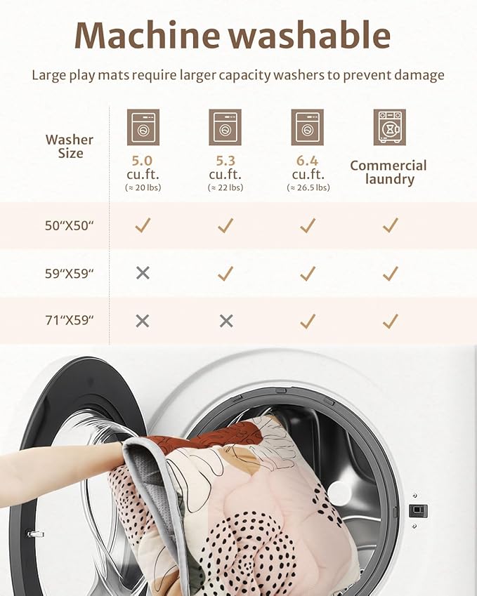 Blissful Diary Baby Play Mats for Floor, 50x50 Crawling Mat for Playpen, Thicken Soft Padding Foam Playmats for Babies and Toddlers Infants, Foldable and Machine Washable, Boho Design