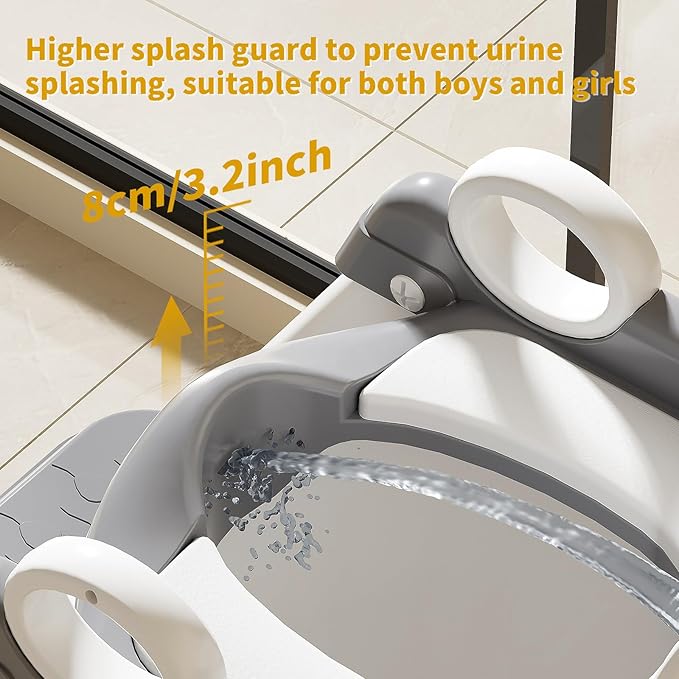Potty Training Seat,Non Slip Foldable Toilet Training Seat with Soft Cushion, Comfortable HandlesUpgrade Toddler Toilet Seat for Kids Boys Girls,Potty Training Toilet Seat with Step Stool Ladder,