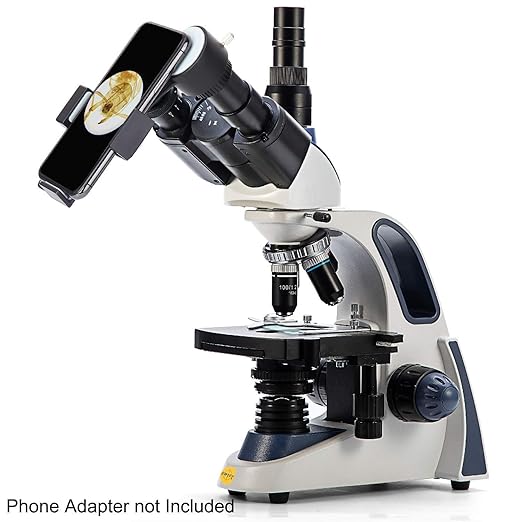 Swift SW380T 40X-2500X Magnification, Siedentopf Head, Research-Grade Trinocular Microscope Compound Lab with Wide-Field 10X/25X Eyepieces, Mechanical Stage, Ultra-Precise Focusing, Camera-Compatible