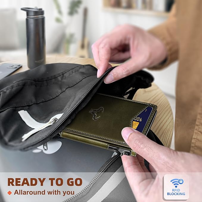 BULLIANT Men Wallet,Money Clip Wallet Slim For Gift Men 9Cards-Metal Credit Card Case in Magnetic Leather Flip