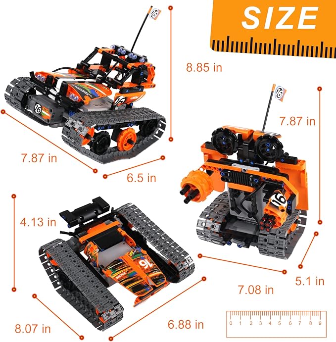 BIRANCO. STEM Remote Control Building Kit 3 in 1 RC Tracked Racer/Tank/Robot Engineering Toys, Science Construction Play Set, Toy Car Christmas for Boys & Girls Age 8-12 (392pcs)