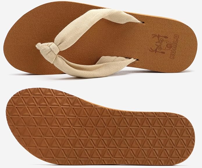 KuaiLu Flip Flops for Women with Arch Support Yoga Mat Comfortable Summer Beach Walking Thong Cushion Sandals Slip On Indoor Outdoor