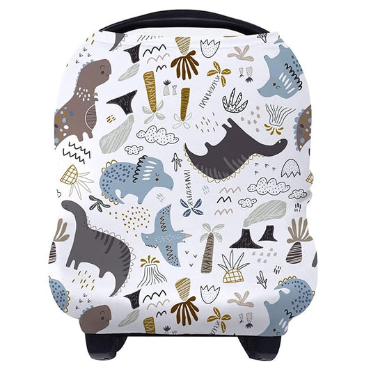 Yoofoss Nursing Cover Breastfeeding Scarf - Baby Car Seat Covers, Infant Stroller Cover, Strechy Carseat Canopy for Boys and Girls (Dinosaur)
