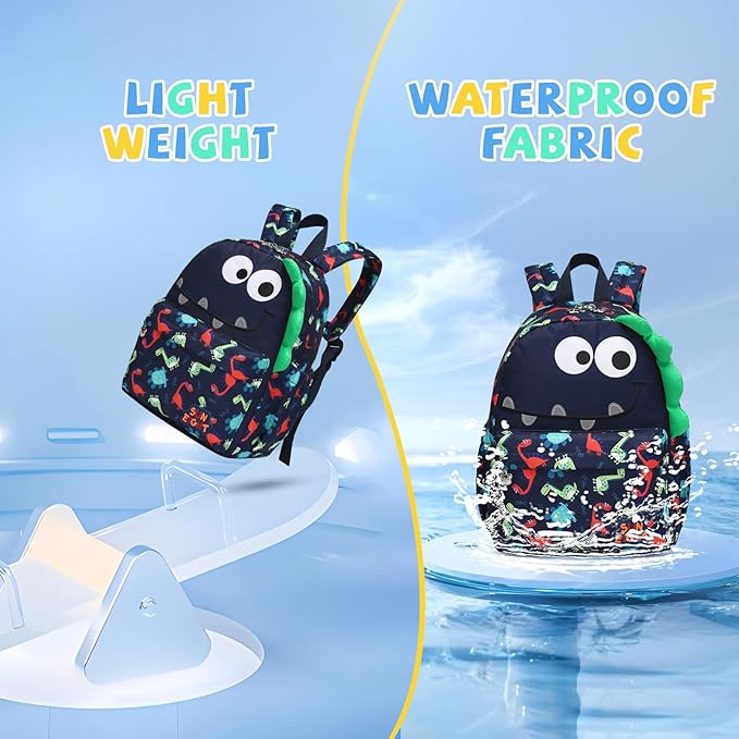 SUN EIGHT Preschool Toddler Kids Backpack Small 3D Cartoon Dinosaur Lunch Daycare School Bookbag Animal Travel Bags for Boy For 2-5 Years old（Cute Dinosaur）