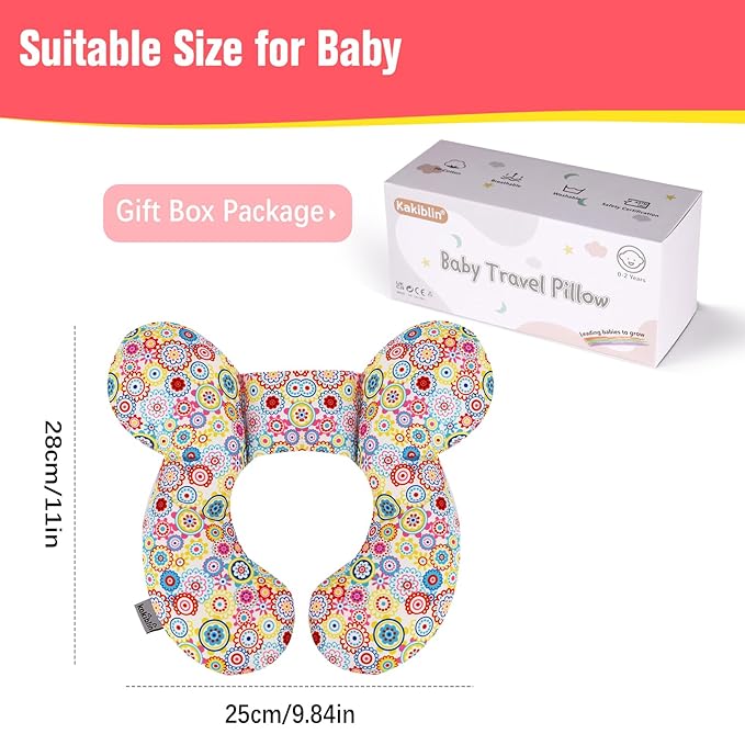 KAKIBLIN Baby Neck Pillow, Upgraded Baby Support Pillow,Baby Neck Support Pillow for Carseat, Newborn Neck Support for Car Seat,Pushchair,Travel (Flower)