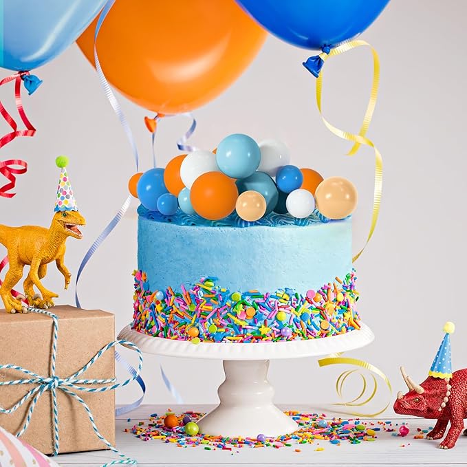 75 Pieces Cake Balls Topper Decorations Foam Cupcake Topper Mini Balloon Cake Topper Balls Cake Picks for Cake Deco Birthday Party Wedding（Orange,Yellow,Blue,White）