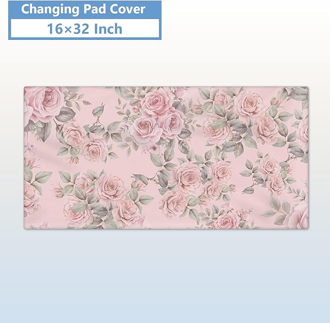 Personalized Floral Animal Crib Bedding Set, 5 Pcs Custom Baby Crib Set with Name, Double Layer Nursery Bedding Set, Soft Baby Bedding Crib Set for Girls, Customized Gift for Toddler Infant