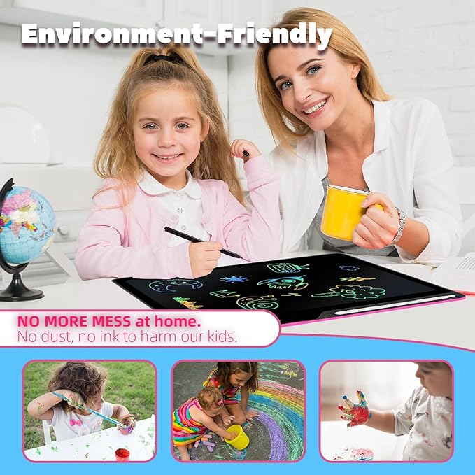 LCD Writing Tablet for Kids, Rechargeable 21 Inch Doodle Board,Easter Basket Stuffers,Preschool Learning Toys Christmas Birthday Gift 3 4 5 6 7 Year Old Girls Boys (Pink)