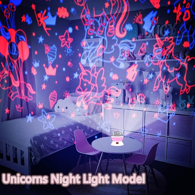 MOKOQI Unicorn Projector Night Light Lamps for Girls boys bedroom Toys for Age 6-8, Unicorns Night Lights with Timer birthday Children's Day Gifts for Kids Light Projector for Room Decor