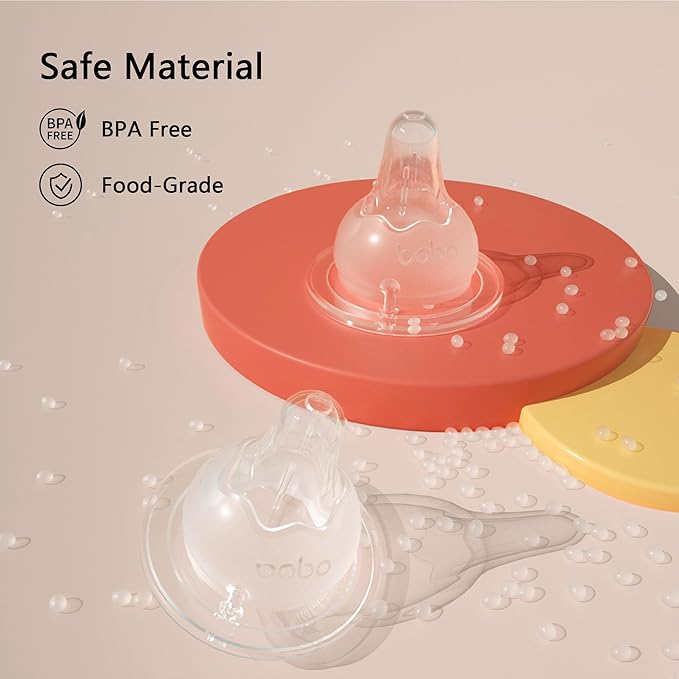 YOHKOH Natural Glass Baby Bottle with Natural Response Nipple, Newborn Anti-Colic Baby Bottles, Wide Neck Mushroom Cap Baby Bottle, Clear (8.8ounce (Pack of 4), Red2)