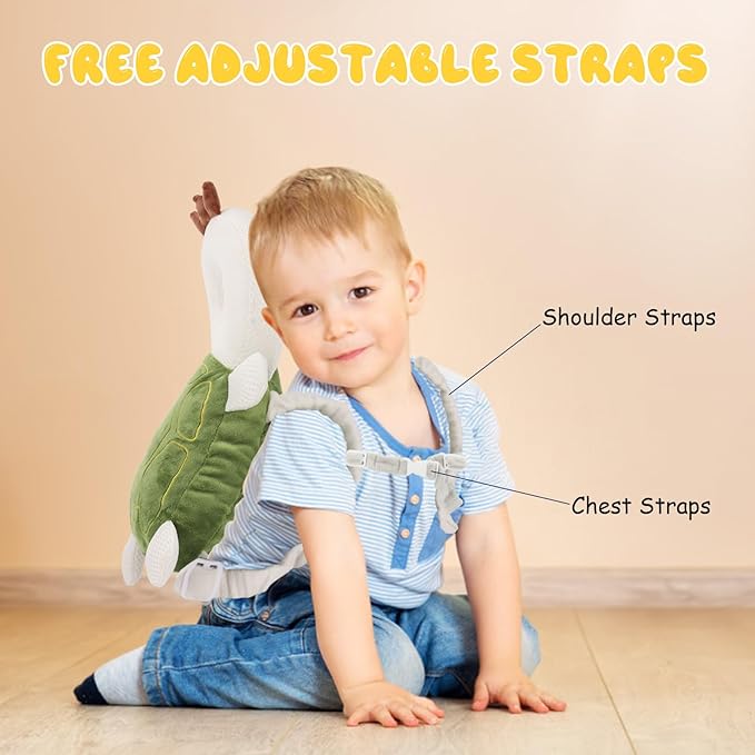 Baby Head Protection Backpack - Soft & Comfortable, Cute Cartoon Design, Turtle