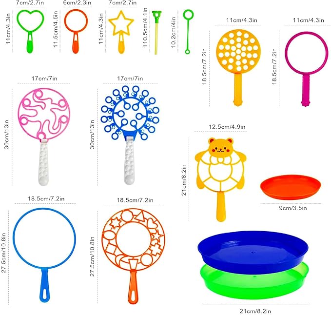 Roberly 15 Pack Bubble Wands Set with Tray Bulk Funny Bubble Making Toy for Kids - Summer Outdoor Toys & Also Gifts for Kids Birthday Games Party Favors