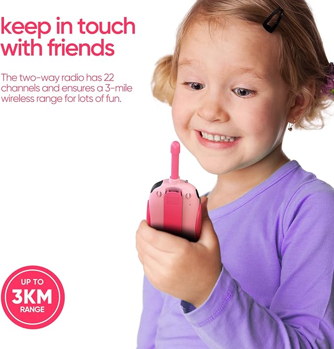 Walkie Talkies for Kids Rechargeable 2 Pack Walkie Talkies, Long Range 22 Channels 2 Way Radio Kids Birthday Toy Gift for 3-12 Year Old Boys Girls Outdoor Adventures Camping Hiking