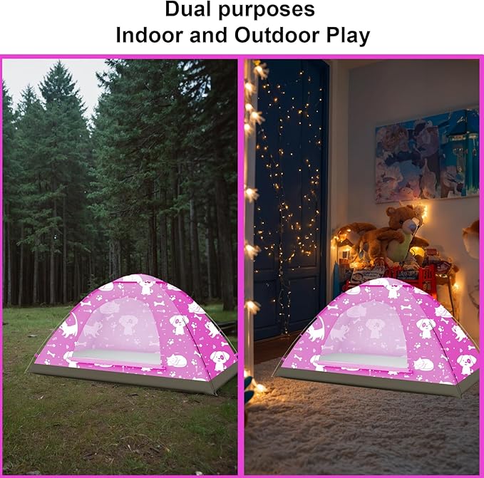 KidzAdventure 2 in 1 Indoor/Outdoor Tent for Kids, Small 1 or 2 Toddler/Kids Tent, Backpacking, Lightweight and Easy Pop up, Ideal for Backyard, Outside Camping, or Play Fort