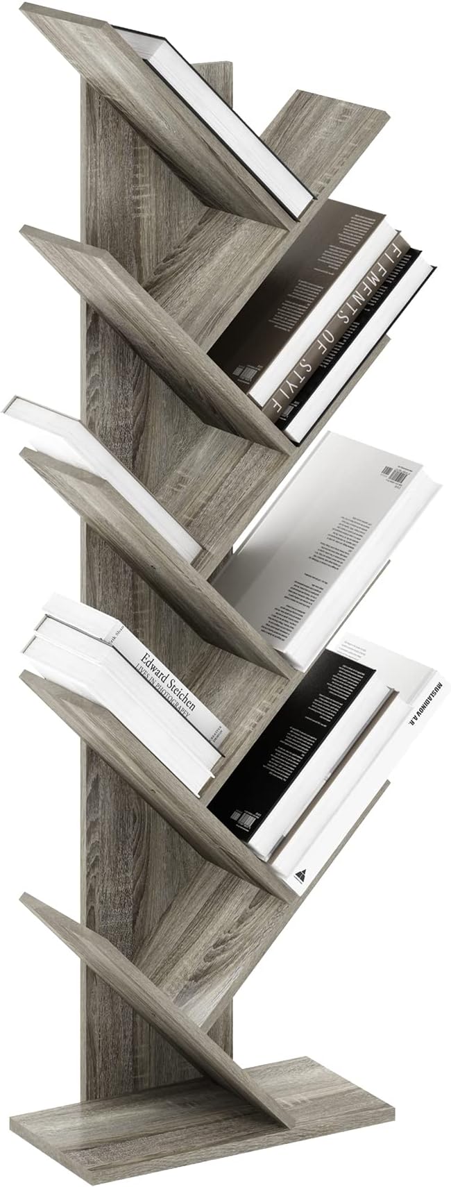 Furinno Tree Bookshelf 9-Tier Floor Standing Tree Bookcase, French Oak