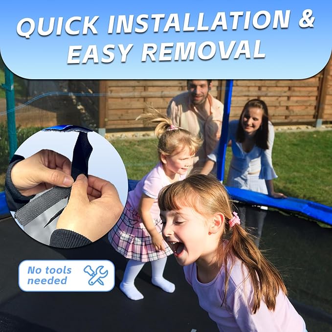 Trampoline Replacement Safety Pad, 8ft 10ft 12ft 14ft 15ft 16ft Trampoline Spring Cover with Foam Padding, No Holes for Poles, Round, Blue