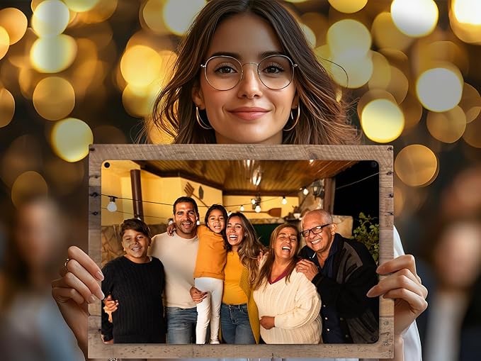 MUNDAZE Custom Portrait Metal Print on Reclaimed Wood Pallet Frame – Personalized Family Photo Gift – Glossy Aluminum Wall Art Keepsake – Made and Shipped in USA (18 x12)