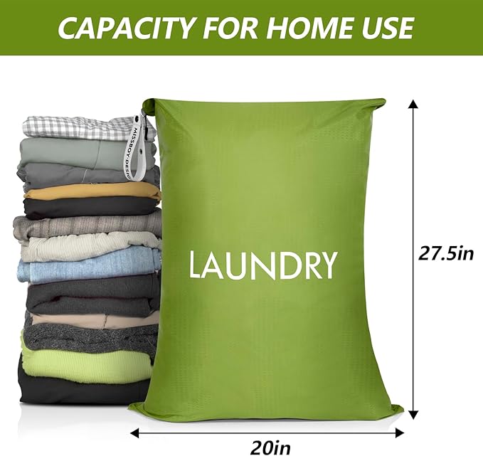 MissBoy Laundry Bag, Nylon Dirty Clothes Storage Bag, Splash-proof Travel Camping Laundry Bags with Zip, Lightweight Foldable Swimming Dry Wet Bag