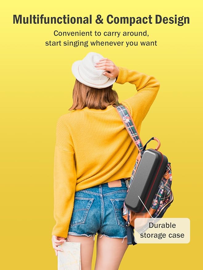 Wireless Bluetooth Karaoke Microphone, Built-in Loud Speaker for 10H Playback, Add Reverb/Duet Mode/Earbuds Monitoring, Portable Karaoke Machine for Entertainment & Singing Practice (White)