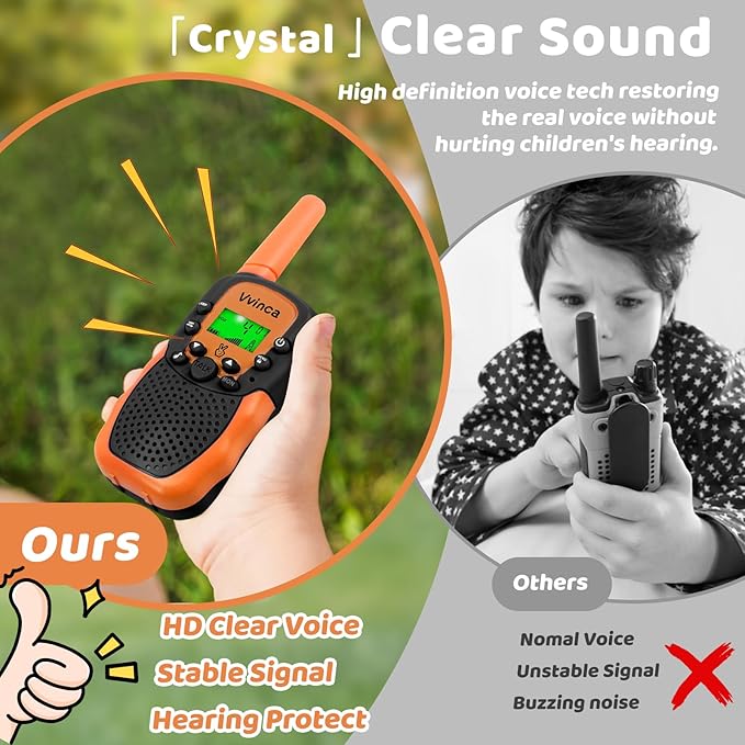 Vvinca Kids Walkie Talkies Rechargeable Toys Gifts for Ages 3 4 5-7 8-12 Year Old Boy Girl Halloween with Flashlight 22 Channel 2 Way Radio, 3 KM Long Range Walkie Talkie for Adventure Game Camping