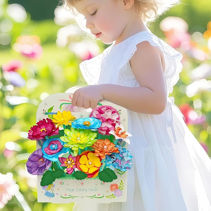 Paper Flower Science Kit, Kids DIY Arts and Crafts Color Changing Flowers Set, Flower-Dyeing Science Kits for Kids Age 8-12