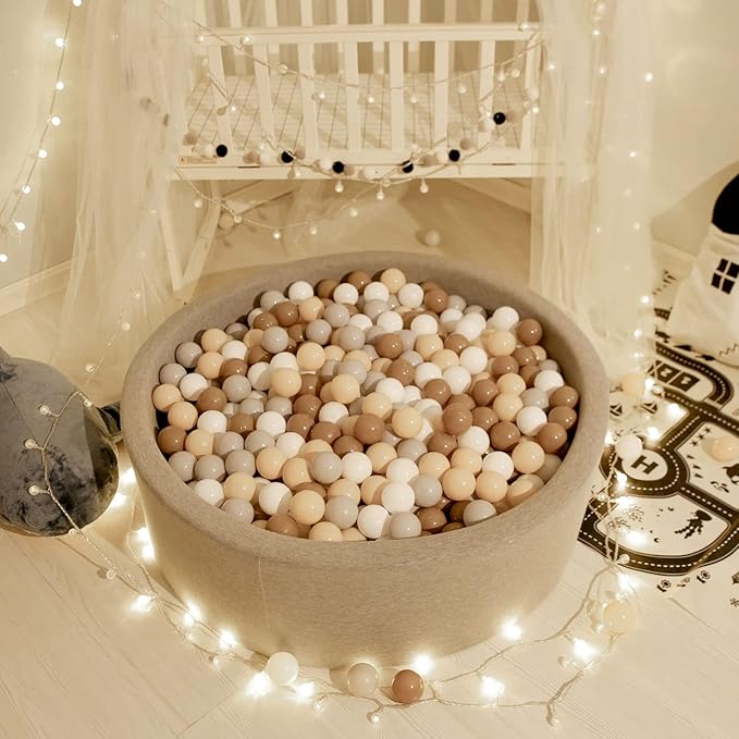 GOGOSO Balls for Ball Pit - Plastic Ball for Toddlers 1-3, Baby Kids Ball Pool Decoration 50 100 200 300 500 1000 (Grey+Coffee+ Beige+White, 500 Balls)
