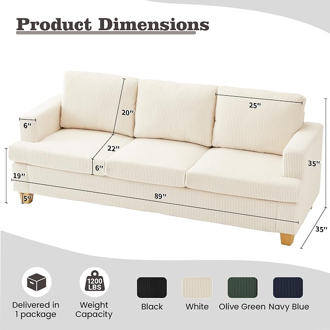 Apicizon Loveseat & 3 Seater Sofa Sets, 2 Piece Deep Seat Sleeper Sofa - Image 2