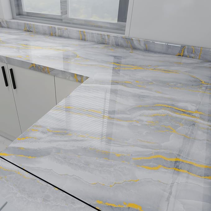 White Gold Marble Contact Paper - Image 5
