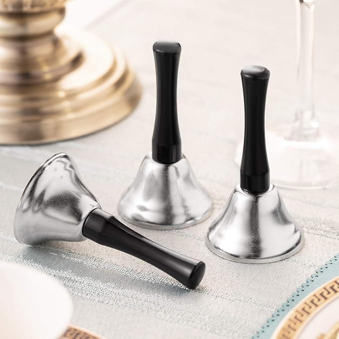 Boao 12 Pieces Metal Hand Bells Music Service Hand Bells Musical Instruments Percussion for Christmas Party Supplies(Silver)