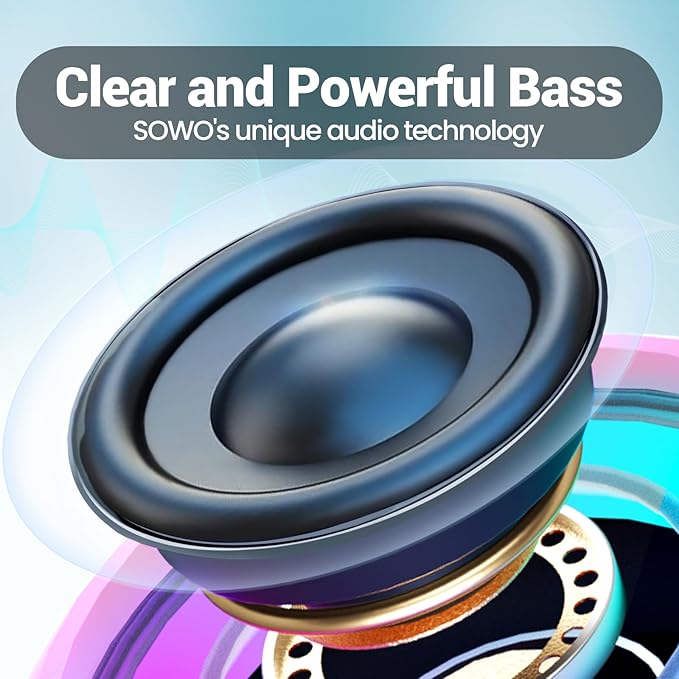 SOWO Small Waterproof Speaker Bluetooth Portable Wireless - Clip Speaker for Shower - Powerful Bass and Louder Volume - Colorful Lights and Lightweight for Travel,Kitchen,Pool - Pink