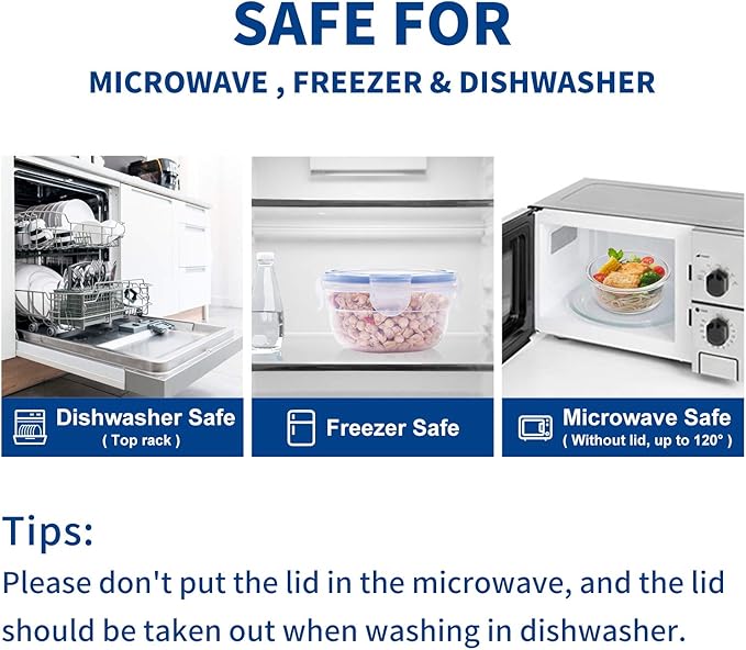 KIGI 6 PACK 20oz Plastic Mixed Bowls with Lid Leakproof Food Storage Container Set Small Meal Prep Containers Bento Box