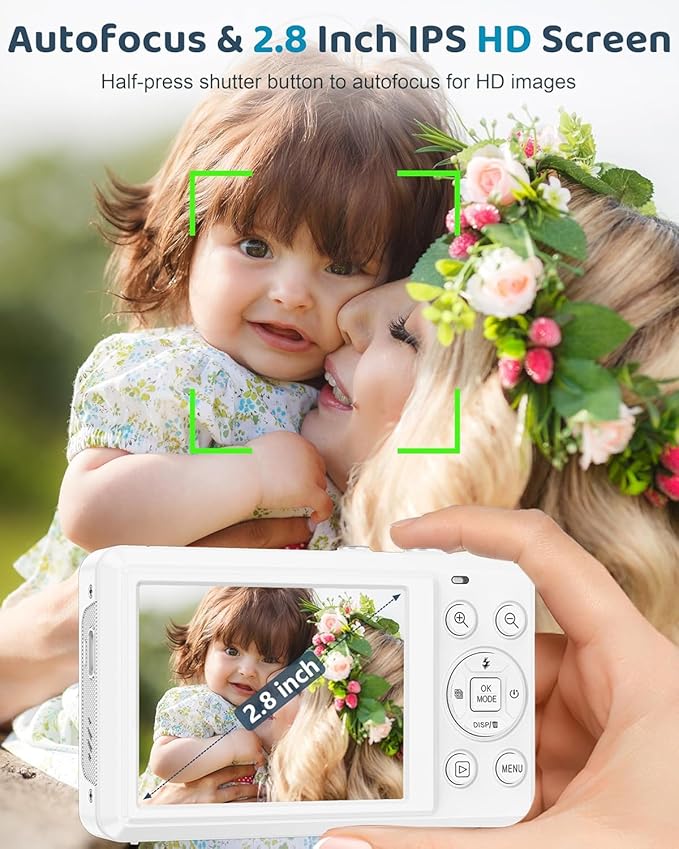 5K Digital Camera - 72MP UHD Digital Cameras for Photography - Autofocus Point and Shoot Small Camera with Flash for Kids - 2.8 Inch Screen Compact Portable Vlogging Camara with 16X Zoom, 32GB SD Card