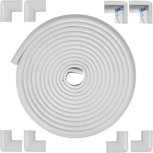 Foam Corner Protector Edge and Corner Guard, with 12.5 feet Length Foam Safety Bumpers, Baby Proofing Safety Table Corner Protectors (White 12.5ft)