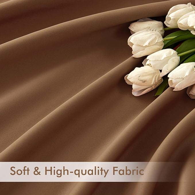 MIULEE Back Tab Blackout Curtains 96 Inch Long 2 Panels Set for Living Room Bedroom, Rod Pocket/Pinch Pleated Long Thermal Insulated Room Darkening Floor to Ceiling Drapes, W52xL96, Cappuccino Brown