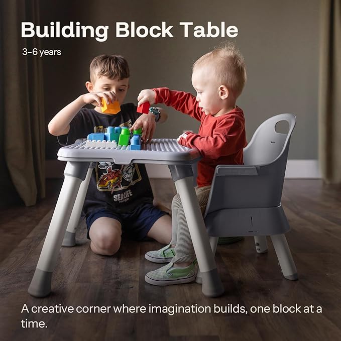 HARPPA 6 in 1 Baby High Chair, Convertible Infant Feeding Chair for Babies & Toddlers Table, Dining Booster Seat with Removable Tray, Grey