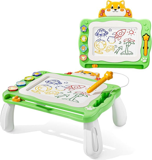 NIPLOOW Magnetic Drawing Board with Early Educational Toy, Doodle Board Montessori Preschool Travel Toys Gifts for 3 4 5 6 Year Old Etch Sketch Erasable Writing Pad