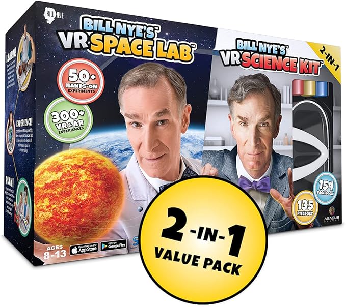 Bill Nye's VR Science Kit and VR Space Lab - Virtual Reality Kids Science Kit, Book and Interactive STEM Learning Activity Set (2 in 1 Combo Pack) - for Ages 8 and Up [Packing May Vary]