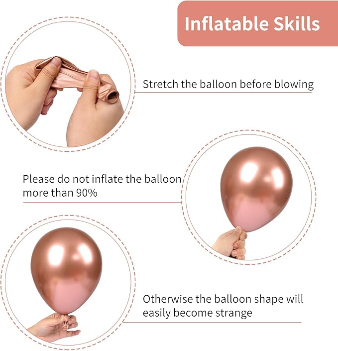 RUBFAC 129pcs Rose Gold Balloons Different Sizes 18 12 10 5 Inches, Latex Balloon Garland Arch Kit for Birthday Party Valentine's Day Baby Shower Graduation Wedding Holiday Decoration