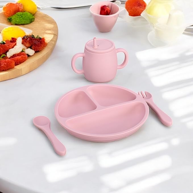 4-in-1 Silicone Sippy Cup with Snack and Straw Lid 6oz | Transition Training Cup for 6+ months to Toddler (Beige)