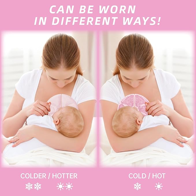 Breast Therapy Ice Packs Large Hot Cold Breast Pads, Nipple Cooling Gel Pads for Clogged Milk Duct Relief, Engorgement, Breast Augmentation Surgery, Breastfeeding Essentials for New Moms, 2 Pack
