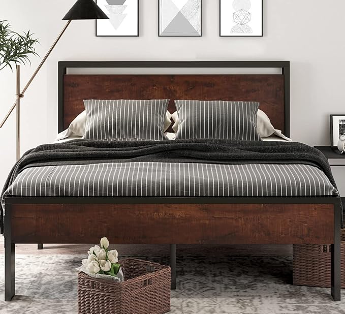 SHA CERLIN 14 Inch King Size Metal Platform Bed Frame - Image 3
