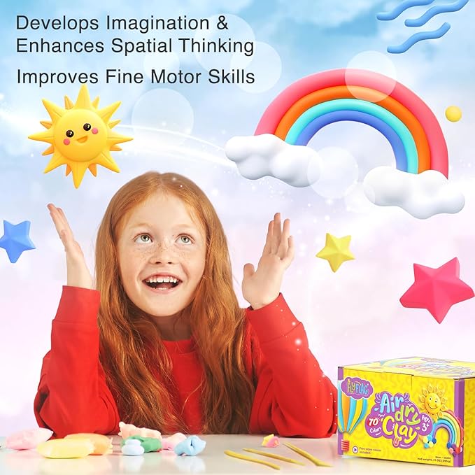 FlyFlag Air Dry Clay - 70 Colors, Ultra Light and Soft, Non-Toxic Modeling Clay for Kids with Tools and Tutorials, for Creative Play and Learning