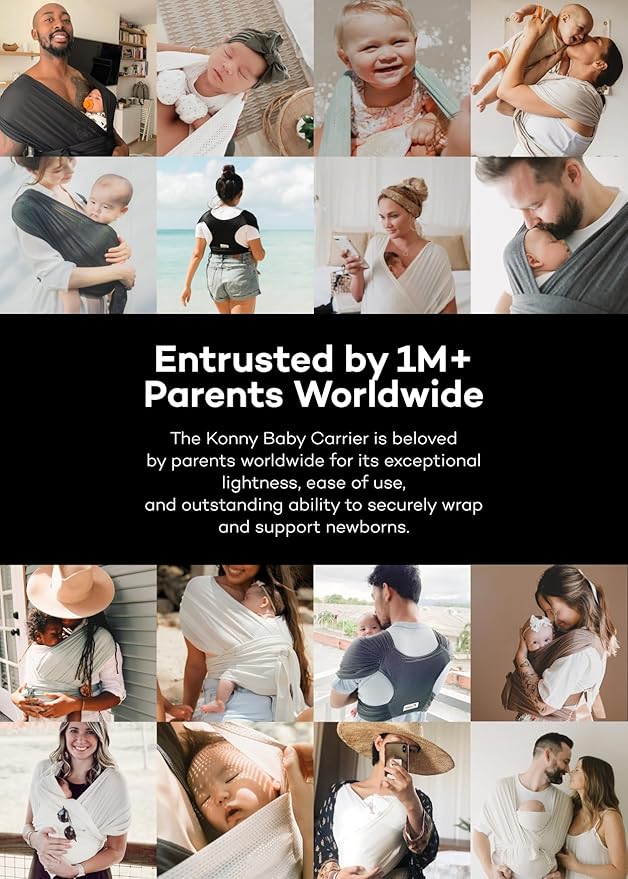 Konny Baby Carrier Flex AirMesh with Head Support- Adjustable, Easy to Wear Baby Wrap Sling, Perfect for Newborn Babies Essentials up to 44 lbs (M-4XL) - Pale Pink