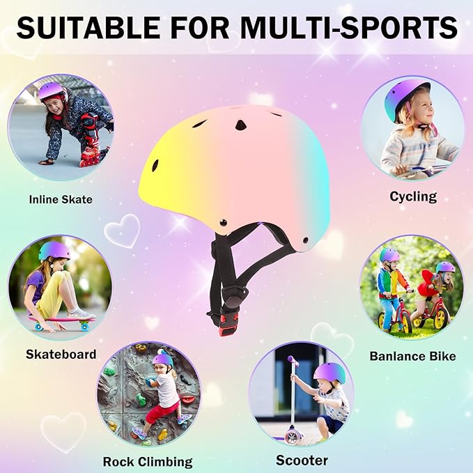 Kids Helmet for 2-3-5-8-14 Ages Girls and Boys, Ventilation and Impact Resistance Toddler Helmet for Multi-Sport Bicycle Scooter Inline Roller Skate and Skateboarding