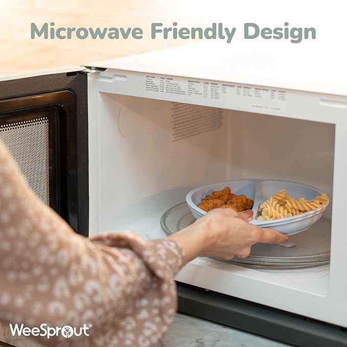 WeeSprout Silicone Divided Plates (With Lids), 100% Food Grade Silicone Divided Plates for Toddlers & Kids, Dishwasher & Microwave Safe