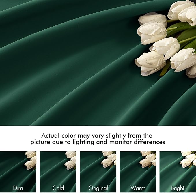 MIULEE Hunter Green Back Tab Blackout Curtains 84 Inch Length 2 Panels Set for Living Room Bedroom, Rod Pocket/Pinch Pleat Thermal Insulated Room Darkening Pleated Light Blocking Drapes