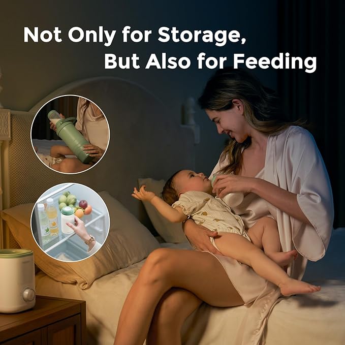 Momcozy Natural Baby Bottle, 10oz Wide-Neck Breast Milk Container, Breastmilk Storage Bottle for Fridge & Momcozy Breast Milk Cooler, BPA Free Milk Collection Bottles, Breastfeeding Essential, 4PCS