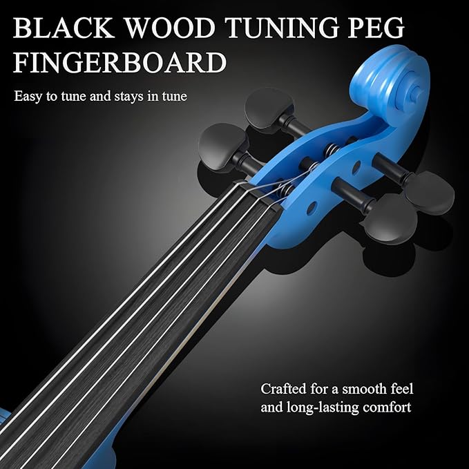 Beginner Violin 4/4, Full Size Violin for Adults, Teens, Student, Acoustic Fiddle Kit with Hard Case, Bow, Rosin, Bridge, Learners Age 12+ (Dark Blue)